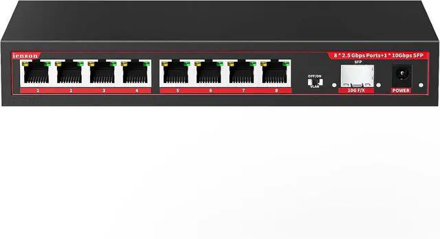 Main image of 2.5G Switch 9 Ports with 1*10Gb switches , 8 Ports 2.5Gb and 1x10G SFP+ Slot, Vlan FunctionEthernet ,Network Switch, 60Gbps Capacity, Splitter| Plug & Play| Fanless Metal Design| Traffic