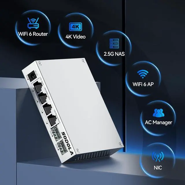 Alt view image 7 of 7 - 2.5Gb Switch,4 x 2.5G Base-T Ports, 2 x 10G SFP+, Aluminum Alloy Cooling & Magnetic Mounting,2.5 Gigabit Network Switch Fanless Plug & Play, Unmanaged Multi-Gigabit Switch,Lifetime Protection