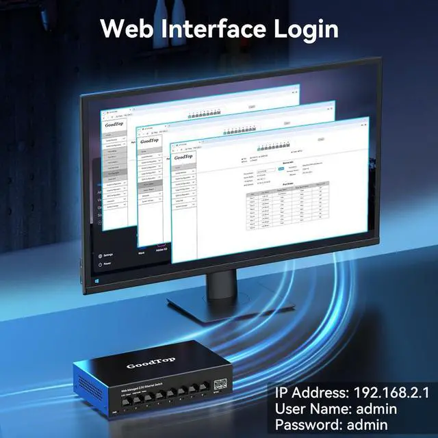 Alt view image 5 of 7 - 8 Port 2.5G Managed Ethernet Switch with 10G SFP, 8 x 2.5G Base-T Ports, Support LACP/VLAN/QOS/DHCP Client, Metal Web Managed Fanless Network Switch