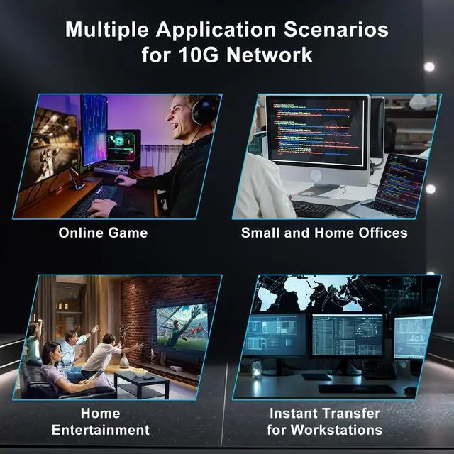 Alt view image 7 of 7 - 8 Port 10G Ethernet Switch Unmanaged,with 8X 10Gb Base-T Ports, NICGIGA 10Gbps Network Switch Easy for 10G NAS,PC,WiFi7 Router,10G Adapter/NIC. Desktop or 19-inch Rack Mount, Plug and Play.