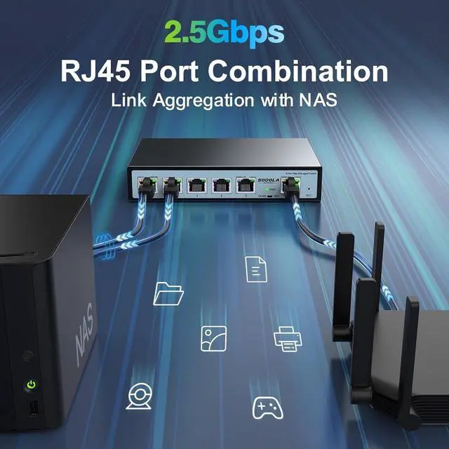 Alt view image 5 of 7 - 2.5Gb Easy Web Managed Switch, 2x10GBase-T Ports and 4x2.5GBase-T Ports, Full RJ45 Managed Ethernet Switch with Link Aggregation,VLAN,IGMP, 2.5G 10G Network Home-lab Switch