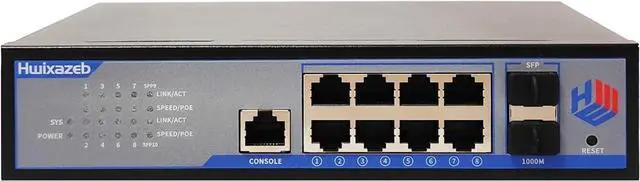 Main image of 10 Port L2 Managed Gigabit PoE Ethernet Switch Layer 2 Managed 8 RJ45 Ethernet PoE+ Switch with 2 SFP Slots IEEE802.3af/at Network Switch Supports IGMP QoS VLAN DHCP