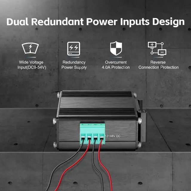 Alt view image 5 of 7 - Binardat Industrial Mini 5 Port Gigabit Solar POE Switch,Input DC9V-54V to DC48V Voltage Booster, IEEE802.3af/at POE, Din Rail Wallmount Unmanaged Fanless IP40 Switch