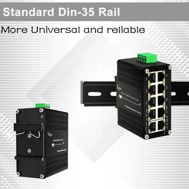 Alt view image 6 of 6 - Industrial Gigabit 10-Port 802.3at PoE Switch, 20Gbps Ethernet Switch Supporting DIN-Rail, 48~57VDC Input