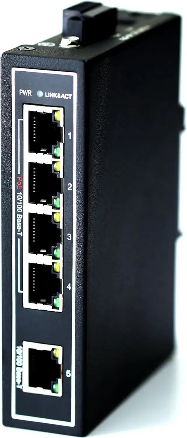 Main image of WIWAV WDH-5ET-POE 10/100Mbps Unmanaged 5-Port PoE Industrial Ethernet Switches with DIN Rail/Wall-Mount (UL Listed,Fanless,-30~75)