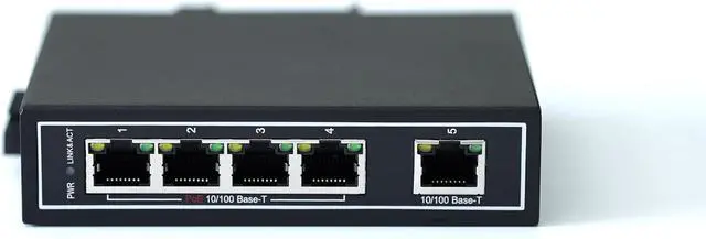 Alt view image 5 of 7 - WIWAV WDH-5ET-POE 10/100Mbps Unmanaged 5-Port PoE Industrial Ethernet Switches with DIN Rail/Wall-Mount (UL Listed,Fanless,-30~75)