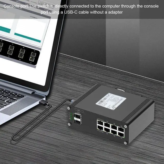 Alt view image 7 of 7 - Industrial Gigabit Managed PoE Switch - 8 Ports 10/100/1000Mbps Web Management DIN Rail PoE Switch with 2 SFP Slots, Network PoE Switch Support Ring Network, VLAN, STP/RSTP