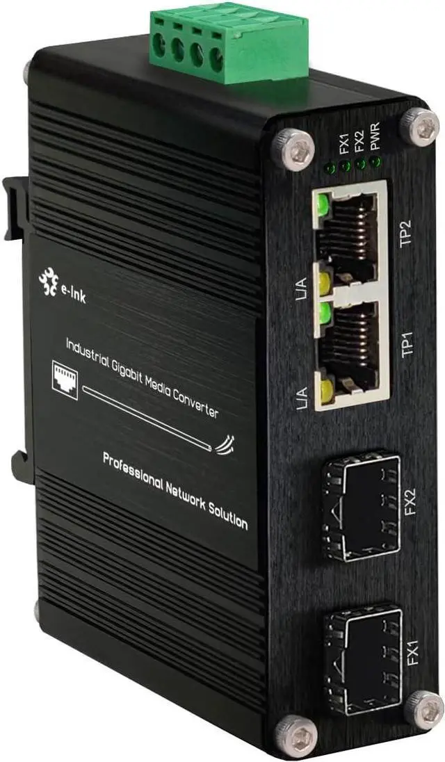 Main image of Mini Industrial 2 Ports Gigabit Media Converter Outdoor Din Rail Mount Hardened 10/100/1000Mbps Ethernet to SFP Fiber Converter Fiber Ethernet Switch with 2 RJ45 Port and 2 SFP Port