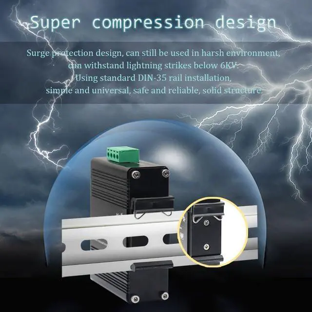 Alt view image 7 of 7 - Mini Industrial 2 Ports Gigabit Media Converter Outdoor Din Rail Mount Hardened 10/100/1000Mbps Ethernet to SFP Fiber Converter Fiber Ethernet Switch with 2 RJ45 Port and 2 SFP Port