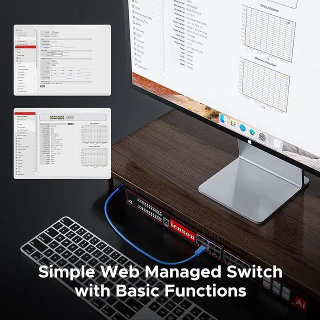 Alt view image 5 of 7 - 16 Port 2.5G Managed Layer 3 Switch with 6 Ports 10G SFP+, 16 x 2.5 Gigabit Ports, 6 x 10 Gigabit SFP+ Switch, Ethernet Switch, Smart Switch, Flexible DHCP/VLAN/MAC/ACL/QoS/SNMP V1/V2/V3/IGMP