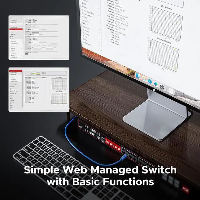 Alt view image 5 of 7 - 22 Port 2.5Gb PoE Switch Web Managed Layer 3 , 16 Ports 2.5G Base-T Ports, 6 x 10Gb SFP+, Ethernet, Smart Switch,250W,Flexible DHCP/VLAN/MAC/ACL/QoS/SNMP/IGMP for Eenterprise/Company/soho