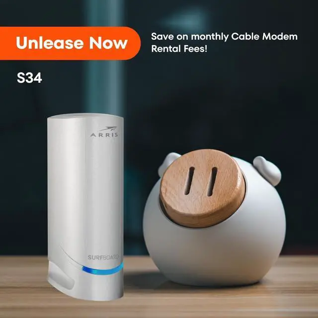 Alt view image 6 of 7 - ARRIS (S34) - Cable Modem - Fast DOCSIS 3.1 Multi-Gigabit Cable Modem, for Comcast Xfinity, Cox, Spectrum & More, 2.5 Gbps Max Internet Speeds, 2 Year Warranty - (No Built-in WiFi)