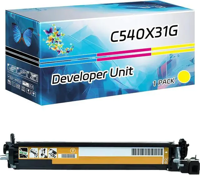 Main image of C540X31G Developer Unit Compatible for Lexmark C544N C546DTN X543DN X544DN X544DTN Printers, High Yield 30000 Pages, with Chip High-Definition Printing (1 Pack Yellow)