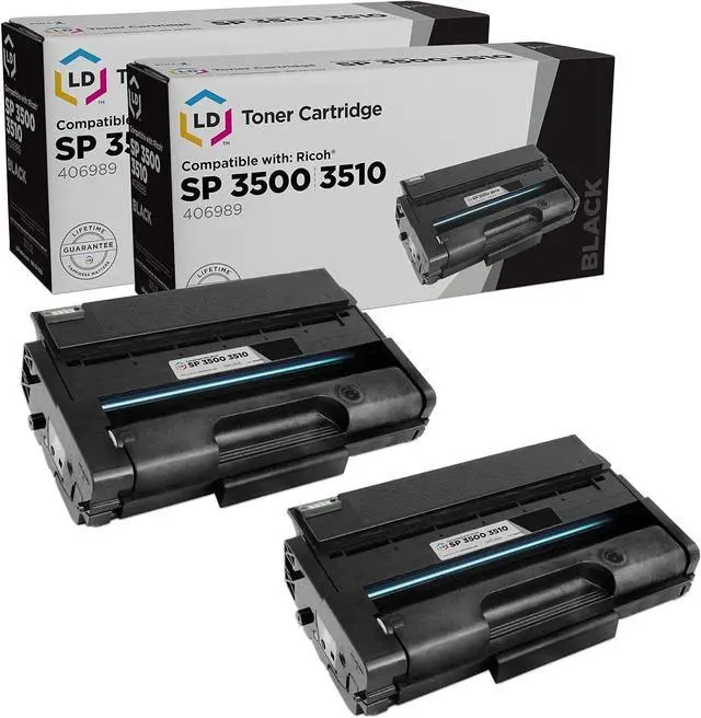 Main image of LD Products Remanufactured Toner Cartridge Replacement for (2-Pack, Black) Ricoh 406989 High Yield Works with Aficio SP Printers 3500DN, 3500N, 3500SF, 3510DN, and 3510SF