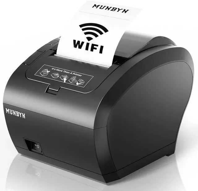 Main image of MUNBYN WiFi Receipt Printer with USB Port, 80mm POS Printer Works with Square Mac Windows Chromebook Linux Cash Drawer, ESC/POS (P047 WiFi), Do Not Support Clover Ubereats Shopify Bluetooth 5G WiFi
