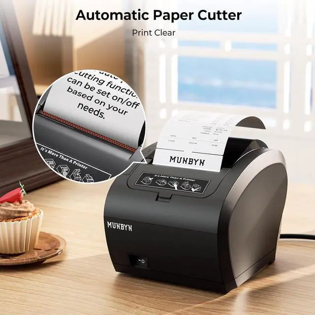 Alt view image 6 of 7 - MUNBYN WiFi Receipt Printer with USB Port, 80mm POS Printer Works with Square Mac Windows Chromebook Linux Cash Drawer, ESC/POS (P047 WiFi), Do Not Support Clover Ubereats Shopify Bluetooth 5G WiFi