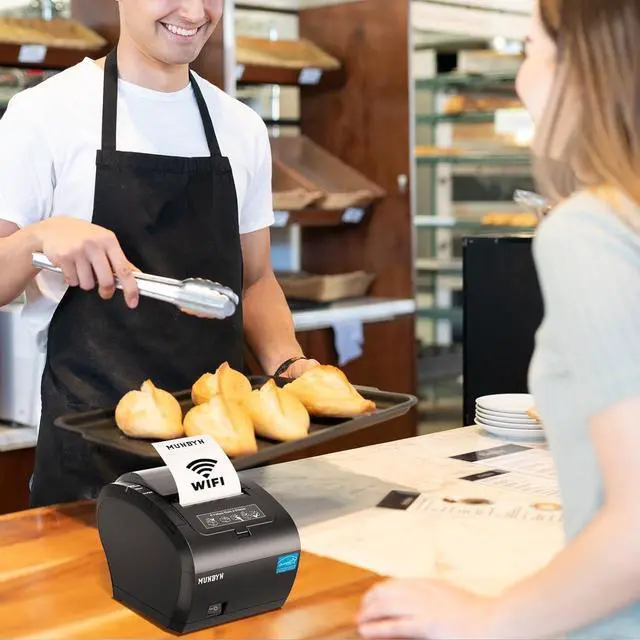 Alt view image 7 of 7 - MUNBYN WiFi Receipt Printer with USB Port, 80mm POS Printer Works with Square Mac Windows Chromebook Linux Cash Drawer, ESC/POS (P047 WiFi), Do Not Support Clover Ubereats Shopify Bluetooth 5G WiFi