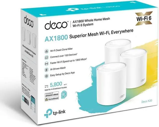 Alt view image 6 of 7 - TP-Link Deco X20 AX1800 Whole Home Mesh Wi-Fi 6 System Add-on Unit, Up to 2000 sq ft Coverage, Compatible with Amazon Alexa, Antivirus Security Protection and Parental Controls