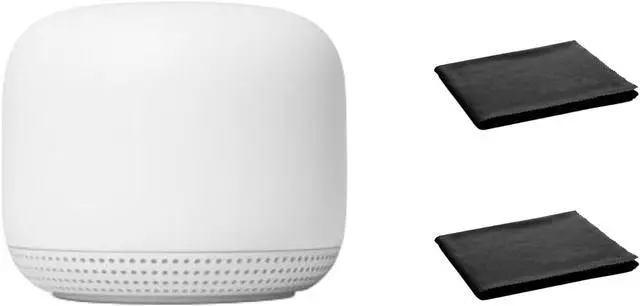 Alt view image 2 of 7 - Google Nest WiFi Mesh Router (AC2200) with 2 Points, Google Assistant Built-in, 3-Pack, Snow  Whole Home Coverage up to 5400 Sq Ft, Multiple 4K Streams, Handles 200 Devices, W/ 2X Microfiber Cloths