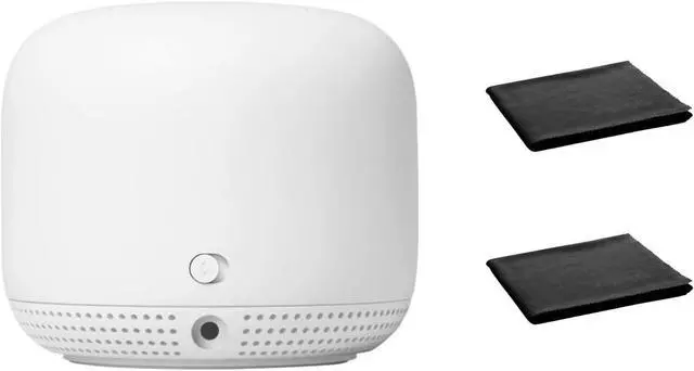Alt view image 3 of 7 - Google Nest WiFi Mesh Router (AC2200) with 2 Points, Google Assistant Built-in, 3-Pack, Snow  Whole Home Coverage up to 5400 Sq Ft, Multiple 4K Streams, Handles 200 Devices, W/ 2X Microfiber Cloths