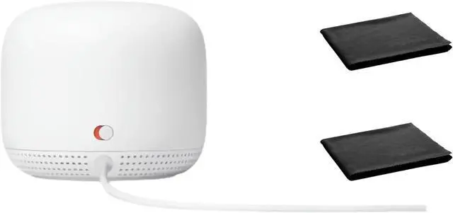 Alt view image 7 of 7 - Google Nest WiFi Mesh Router (AC2200) with 2 Points, Google Assistant Built-in, 3-Pack, Snow  Whole Home Coverage up to 5400 Sq Ft, Multiple 4K Streams, Handles 200 Devices, W/ 2X Microfiber Cloths