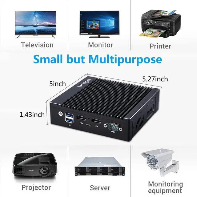 Alt view image 4 of 7 - Micro Firewall Appliance Fanless Mini PC N3700 Quad Core, 4xIntel 2.5GbE i225/i226 Intel 4 Ports Dual HD, 8GB DDR3 128GB mSATA SSD Support AES NI Network Router Box No Wi-Fi (8G+128G)