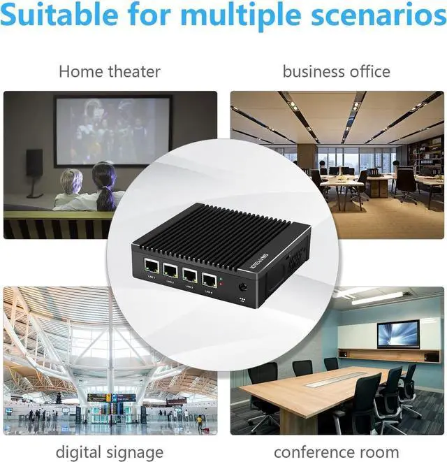 Alt view image 5 of 7 - Micro Firewall Appliance Fanless Mini PC N3700 Quad Core, 4xIntel 2.5GbE i225/i226 Intel 4 Ports Dual HD, 8GB DDR3 128GB mSATA SSD Support AES NI Network Router Box No Wi-Fi (8G+128G)