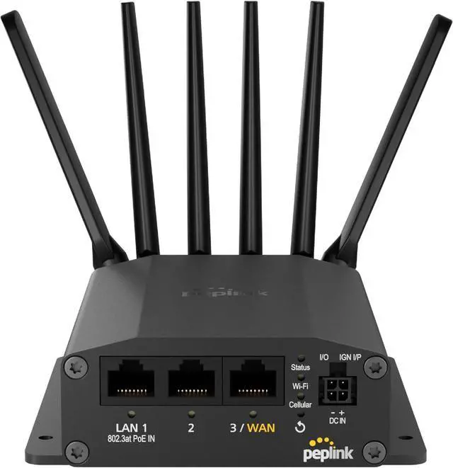 Main image of Peplink Cellular Wi-Fi Router MAX BR1 Mini - 5G Router 5G/LTE Cellular Modem 3 Ethernet LAN Connections (with Wi-Fi) Redundant SIM Slots, Built-in eSIM Upgradeable to Dual WAN VPN Capable