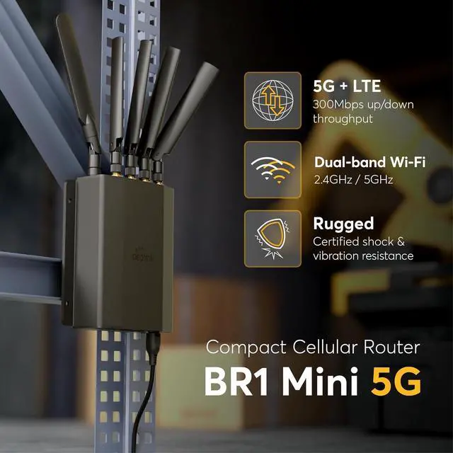 Alt view image 2 of 5 - Peplink Cellular Wi-Fi Router MAX BR1 Mini - 5G Router 5G/LTE Cellular Modem 3 Ethernet LAN Connections (with Wi-Fi) Redundant SIM Slots, Built-in eSIM Upgradeable to Dual WAN VPN Capable