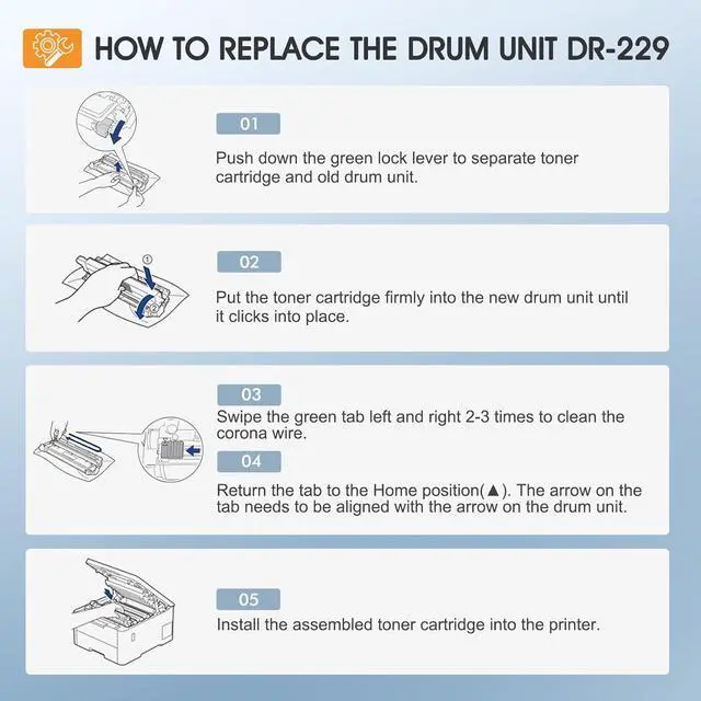 Alt view image 6 of 7 - DR229 DR229CL Drum Unit 4-Pack Compatible Replacement for Brother DR229 DR-229CL for MFC-L3780cdw MFC-L3720cdw HL-L3220cdw HL-L3280cdw HL-L3295cdw DCP-L3560cdw Printer (Black Cyan Magenta Yellow)