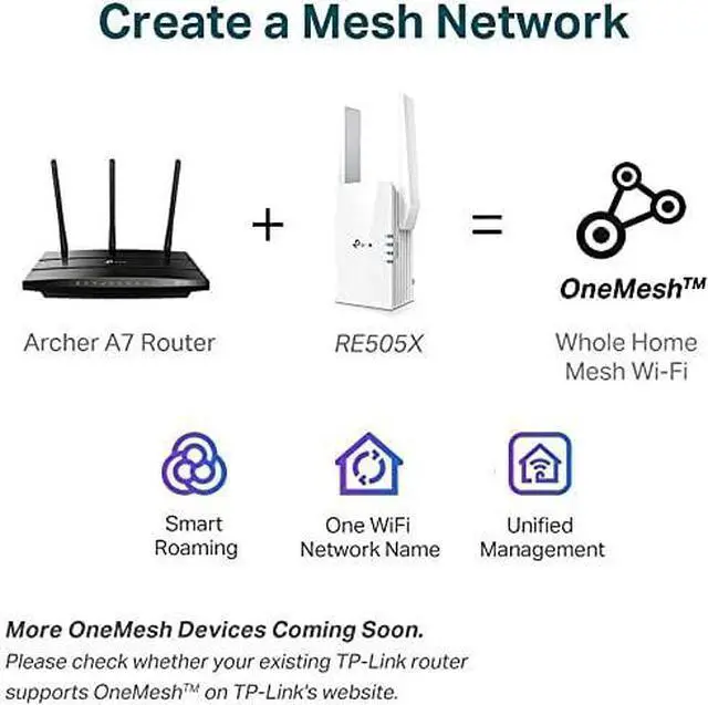 Alt view image 5 of 6 - TP-Link AX1500 WiFi Extender Internet Booster, WiFi 6 Range Extender Covers up to 1500 sq.ft and 25 Devices,Dual Band up to 1.5Gbps Speed, AP Mode w/Gigabit Port, APP Setup, OneMesh Compatible(RE505X)