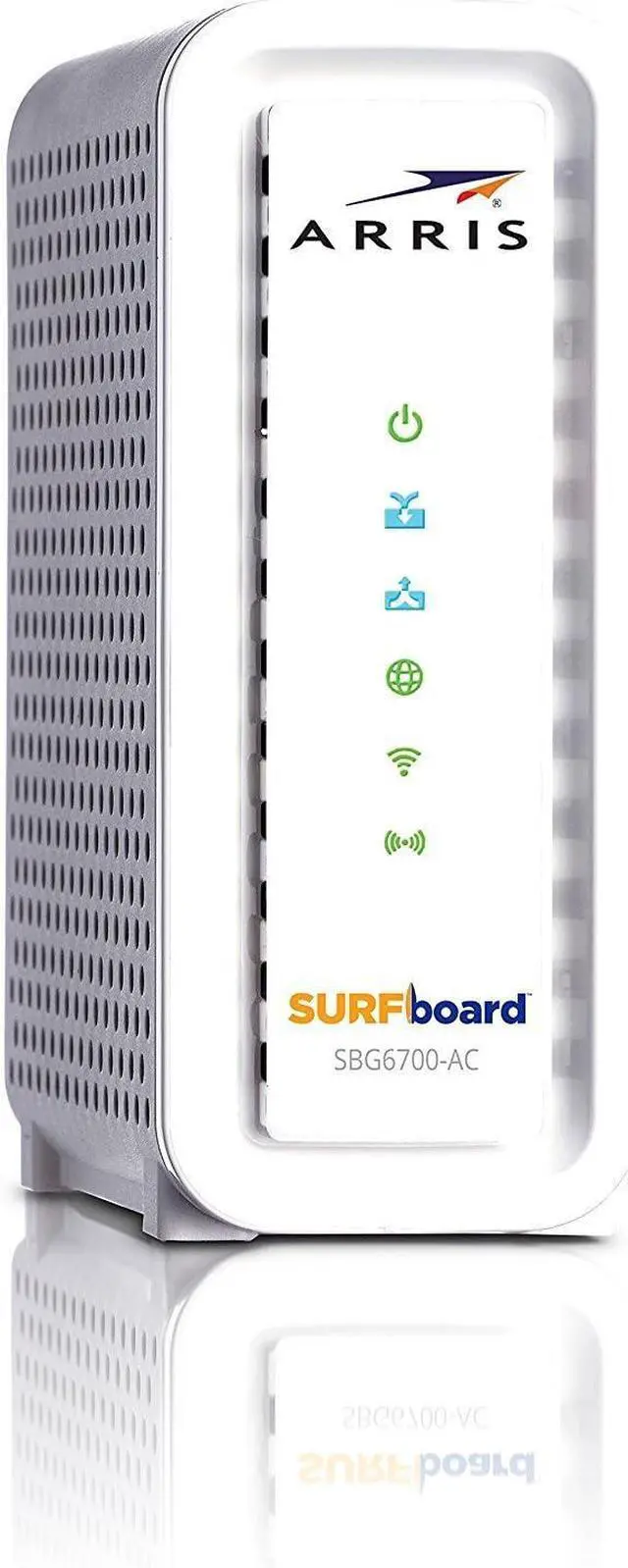 Main image of ARRIS SURFboard (8x4) Docsis 3.0 Cable Modem Plus AC1600 Dual Band Wi-Fi Router, Certified for Comcast Xfinity, Spectrum, Cox & More (SBG6700AC), White, Max Download Speed: 343 Mbps