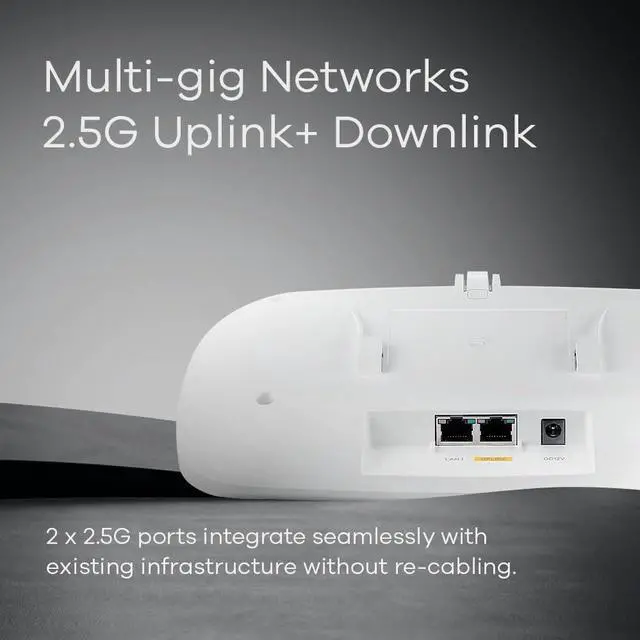 Alt view image 5 of 6 - Zyxel WiFI 7 Wireless MultiGig Pro Access Point | 2 x 2.5Gb Ethernet | Tri-Band Operation | Mesh and PTP Bridge | Cloud, App, Direct or Controller Management | POE+ | 1 Yr Nebula Pro | WBE530