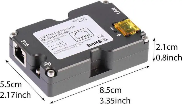 Alt view image 3 of 7 - PoE Ethernet Adapter for Network V2 Router Desktop Laptop 12V to 48V Converter