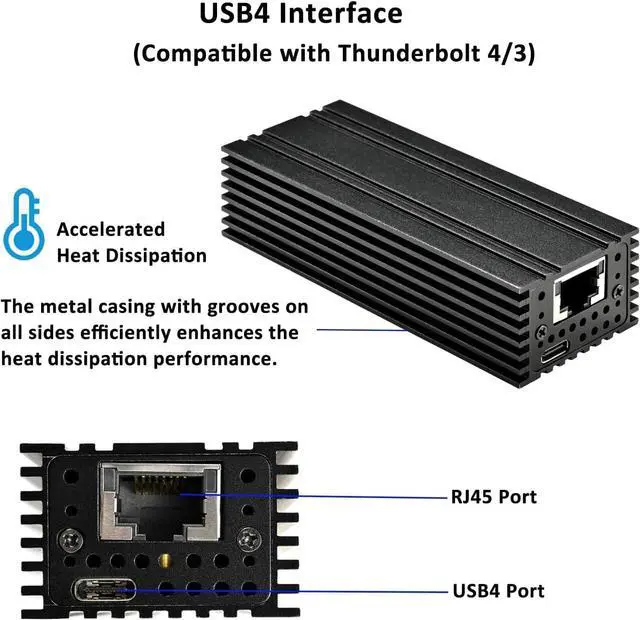Alt view image 4 of 7 - USB 4.0 Type-C 10G Ethernet Adapter for High-Speed Network Connections RJ45 Port Supports 10Gb/s 5Gb/s 2.5Gb/s 1Gb/s and 100Mb/s Base-T