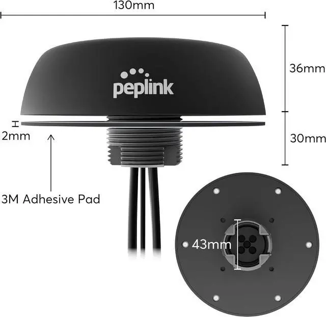 Alt view image 2 of 5 - Peplink Cellular & WiFi Antenna Mobility 22G | LTE 2x2 MIMO Cellular High Bandwidth Dual-Band Wi-Fi External Router Computer Networking Antenna System with GPS Receiver | Durable Housing, Black