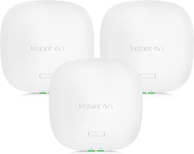 Main image of HPE Networking Instant On Access Point AP22 2x2 WiFi 6 Indoor Wireless Access Point (3 Pack) | Long Range, Secure, Smart Mesh Support | Power Source Not Included | US Model (R4W01A-3PACK)