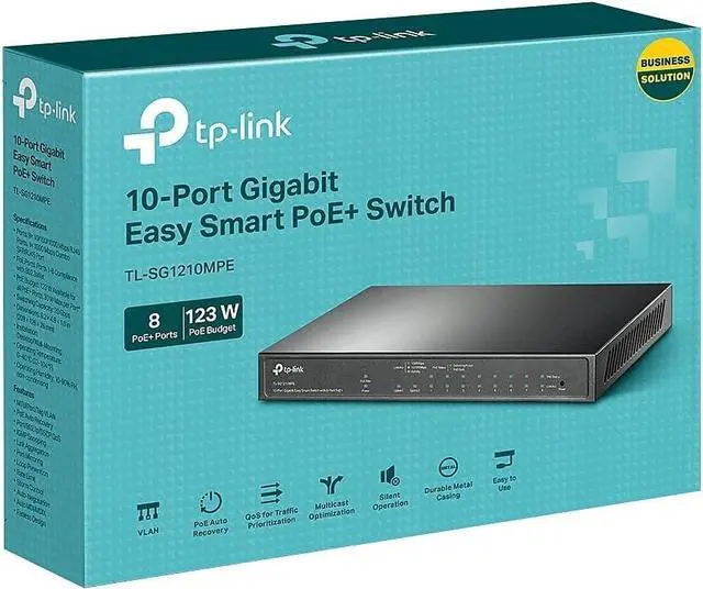 Alt view image 6 of 6 - TP-Link TL-SG1210MPE | 8 Port Gigabit PoE Switch | Easy Smart Managed | 8 PoE+ Ports @123W, w/ 2 Uplink Gigabit Ports + 1 Combo SFP Slot | 3 Year Manufacturer Warranty | QoS, Vlan, IGMP & LAG