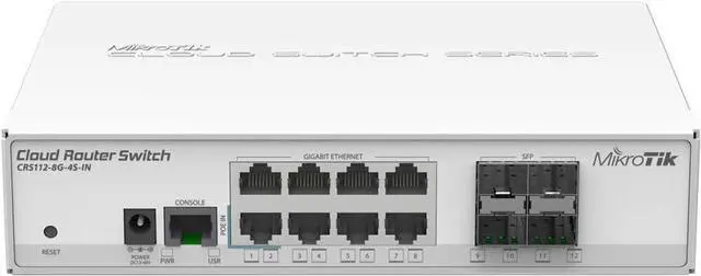 Main image of MikroTik CRS112-8G-4S-IN Cloud Router Switch 112-8G-4S-IN 400Mhz CPU, 128MB RAM, CRS112-8G-4S-IN