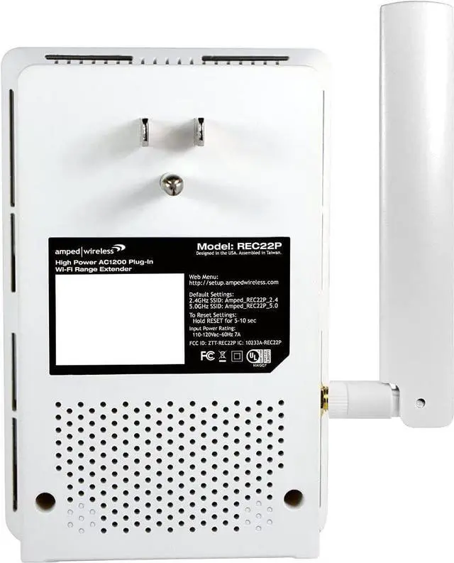 Alt view image 3 of 5 - Amped Wireless High Power AC1200 Plug-in Wi-Fi Range Extender (REC22P)