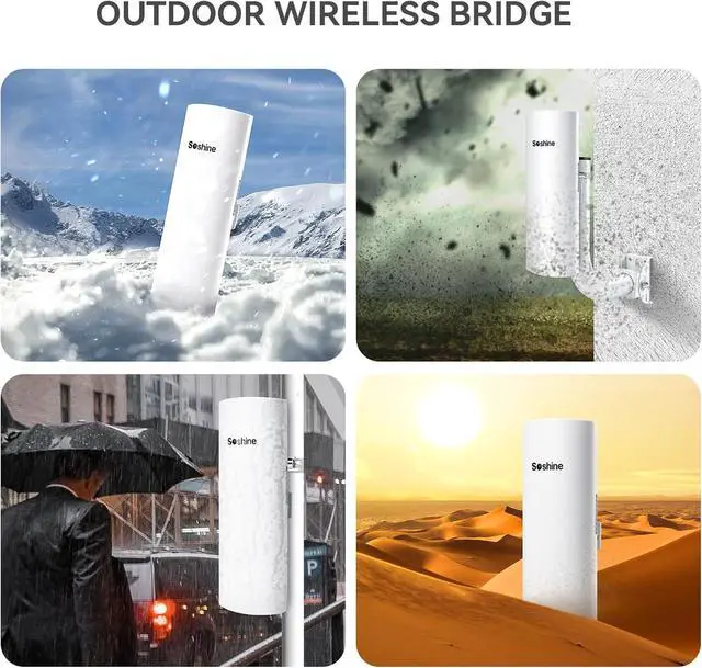 Alt view image 6 of 7 - Soshine Wireless Bridge with Mounts - 300Mbps 5.8G,Point to Point Wireless Bridge Outdoor to Shop Barn Garage Building, 3KM Long Distance,Plug and Play,2 RJ45 LAN Port,24V PoE Injector,2Pack