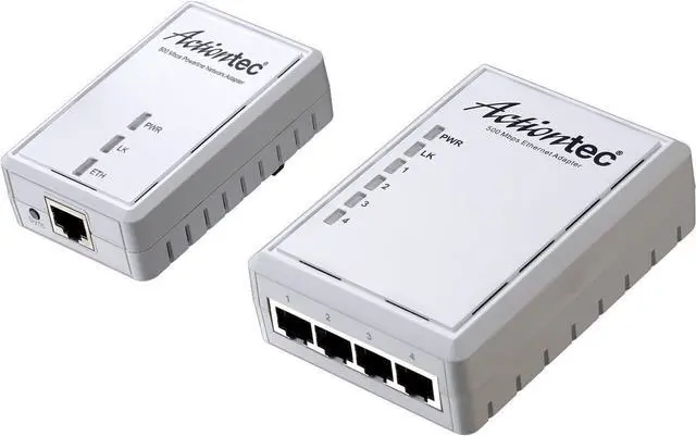 Main image of ACTIONTEC 500 Mbps Powerline Ethernet Adapter and 4-Port Hub Kit (PWR514K01)