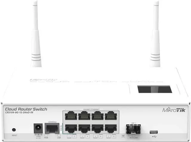 Main image of Mikrotik Cloud Router Switch CRS109-8G-1S-2HnD-IN 8 Gigabit Port L3 Switch (Fiber and Wireless Enabled, Desktop case)