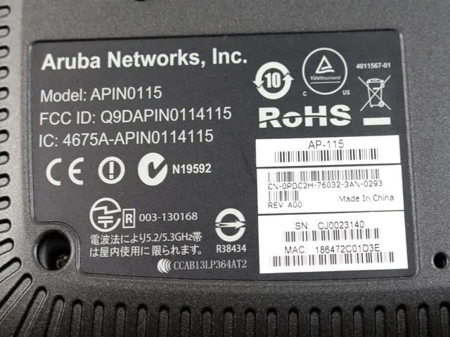 Alt view image 4 of 5 - Aruba Networks Inc. IEEE 802.11n 450 Mbps Wireless Access Point - ISM Band - UNII Band AP-115 - Requires Aruba Controller