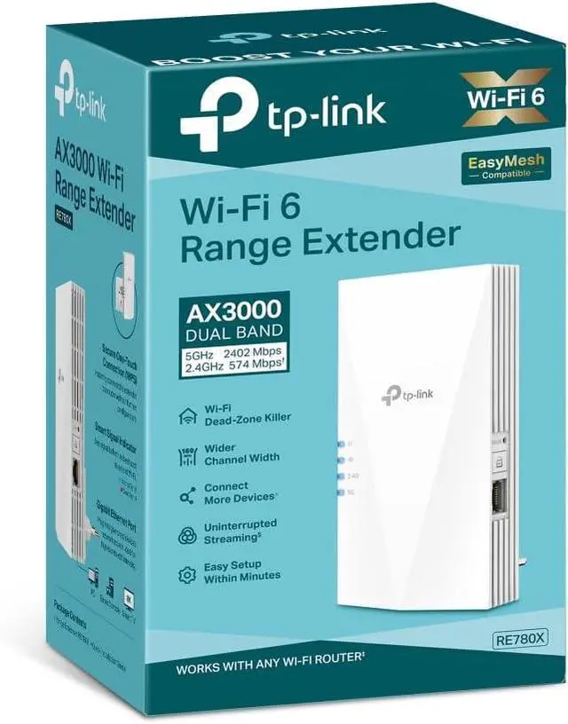 Alt view image 6 of 6 - TP-Link RE780X AX3000X WiFi 6 WLAN Amplifier Repeater (Dual-Band 2402 MBit/s 5 GHz + 574 MBit/s 2.4 GHz, MU-MIMO, Gigabit Port, Compatible with All WLAN Routers)