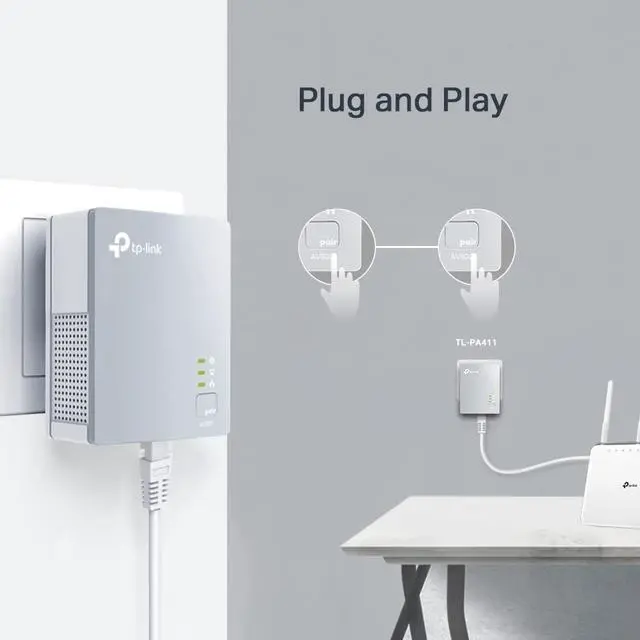 Alt view image 3 of 4 - TP-Link Mini TL-PA411KIT Powerline Network Adapter 500Mbps Fast Ethernet Ultra Compact Enclosure Set of 2