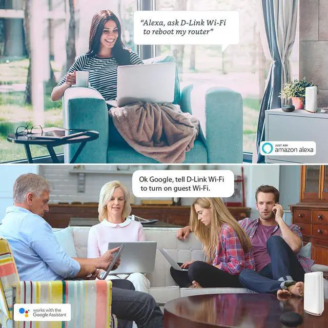 Alt view image 6 of 7 - D-Link COVR Tri Band Whole Home Wi-Fi System With Voice Control w/Amazon Alexa Or Google Assistant, Upto 3500 Sq.ft Coverage, Single Unit (COVR-2200)