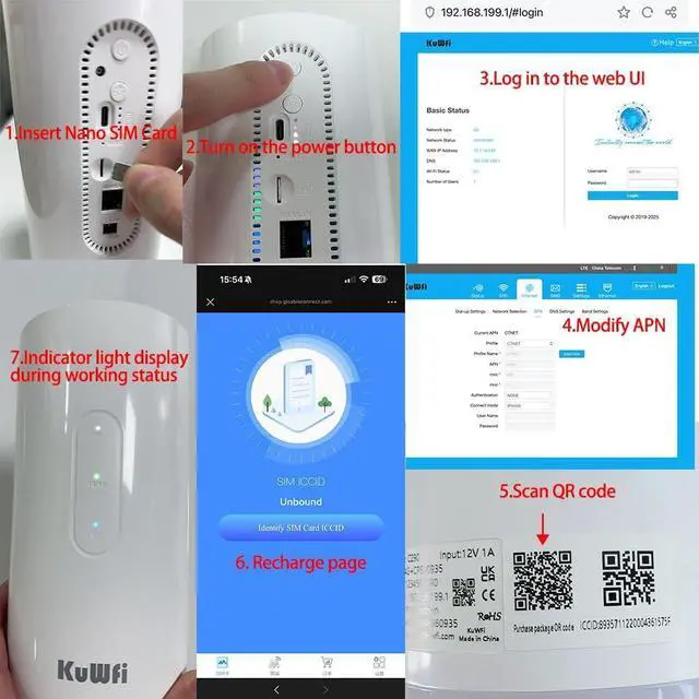 Alt view image 2 of 7 - KuWFi C290 4G+/Cat6 Portable Router with 5-Color Camping Light, 10000mAh Battery, Solar & Type-C Charging for Outdoor WiFi & Night Lighting
