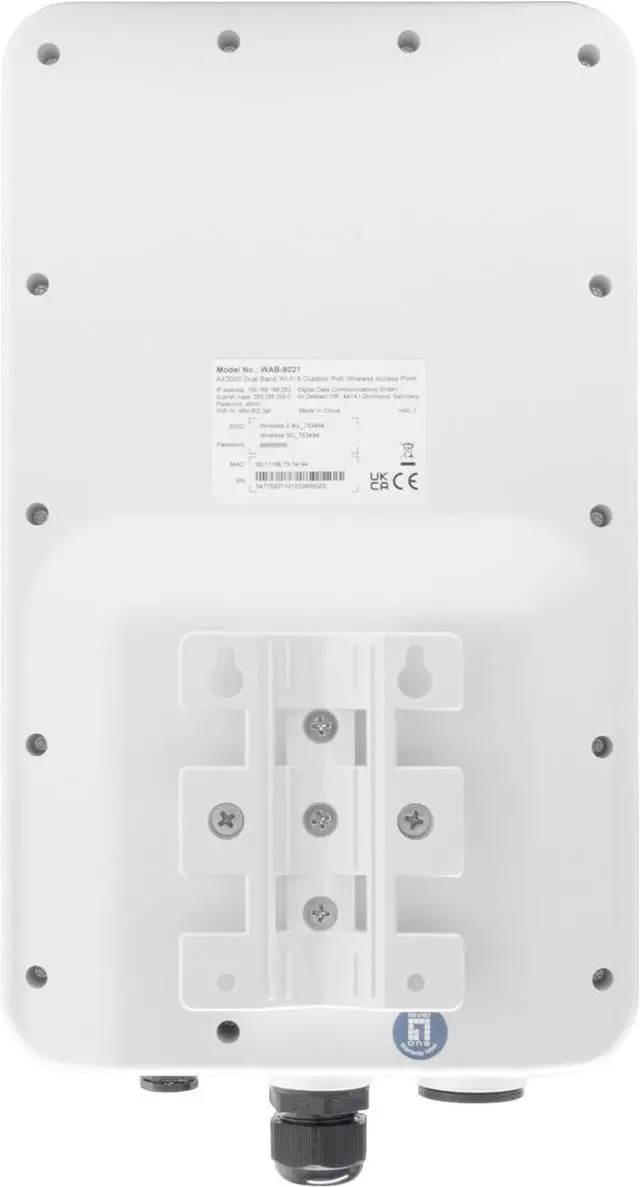 Alt view image 3 of 3 - WAB-8021 AX3000 Dual Band Wi-Fi 6 Outdoor PoE Wireless Access Point Omnidirectional