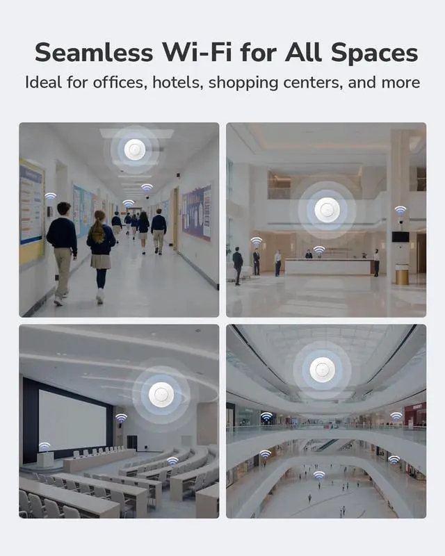 Alt view image 4 of 7 - Cudy BE11000 Tri-Band Wi-Fi 7 Wireless Access Point, 1 x 10GB SFP+ Port, 2.5G PoE-in, Cudy APP Control and Mesh, PoE/DC Powered, AP11000